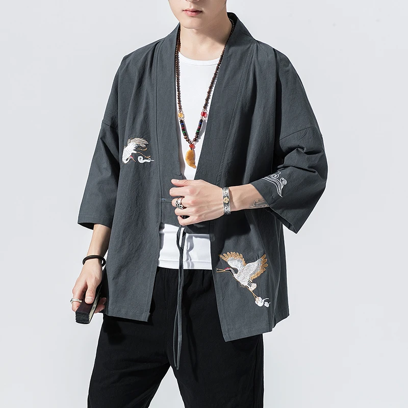 2024 Zomer Mannen Vest Japanse Kimono Mannen Samurai Kostuum Kleding Kimono Jas Heren Kimono Shirt Yukata Haori Casual Jas