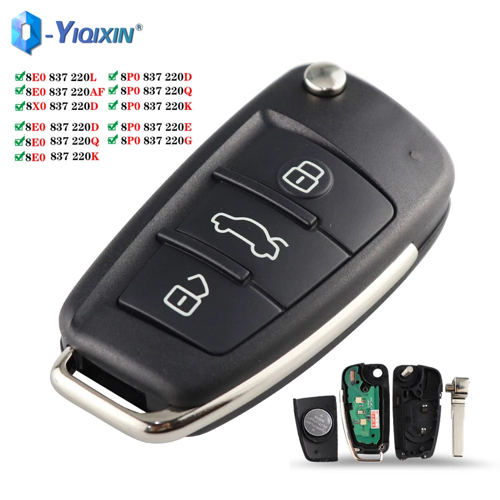 315/433Mhz Remote Car Key For Audi Q7 B7 Q3 A3 TT A2 A8 A6 A6L A4 S5 C5 C6 B6 A4L A5 Q5 S RS S18X0837220 8P0837220D ID48 No Logo