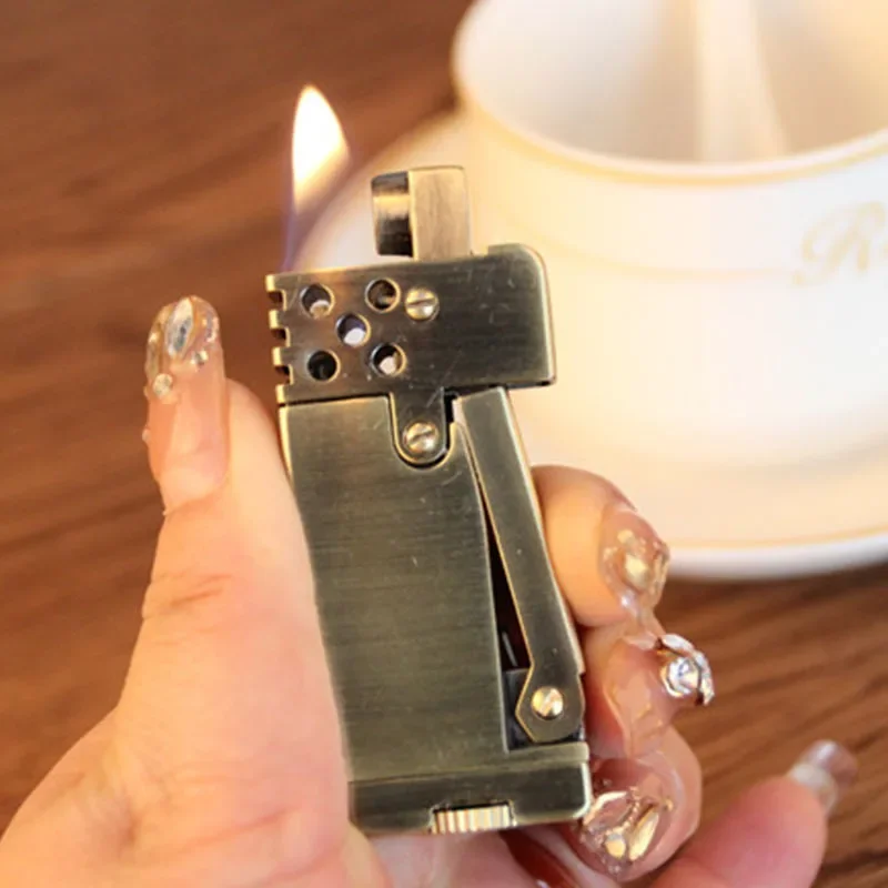 Scimitar lighter windproof mechanical press automatic ignition retro lighter HY696