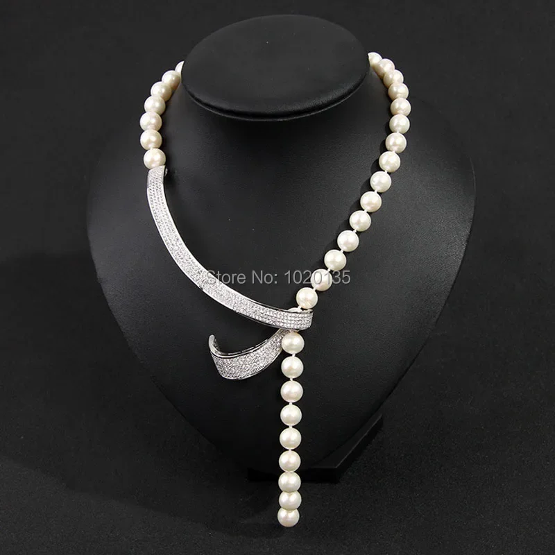 one set  freshwater pearl white near round 8-9mm necklace earrings  nature beads wholesale 19inch