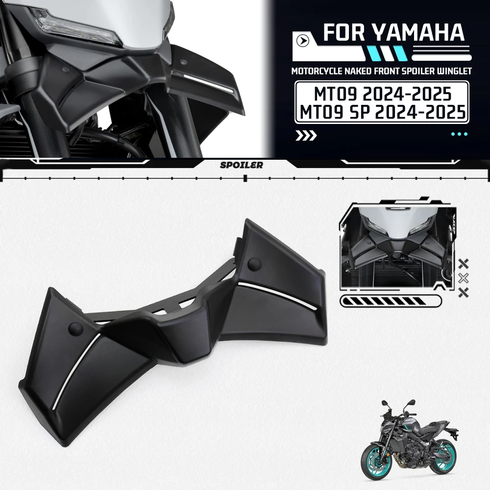 

Для YAMAHA MT-09 MT09 MT 09 SP Y-AMT 2024-2025 спойлер на переднее крыло мотоцикла, аэродинамический обнаженный дефлектор крылышка, прижимная сила