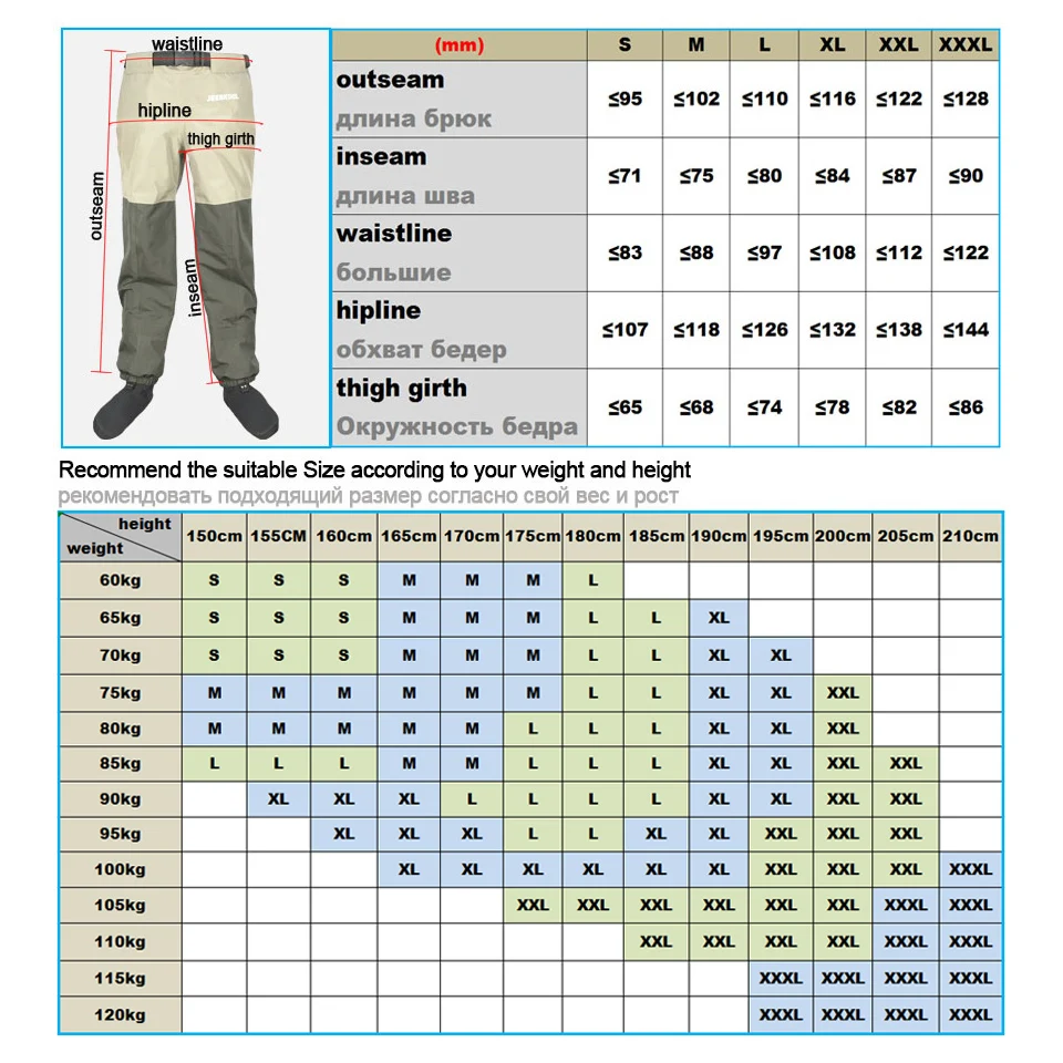 Original Jeerkool Fly Fishing Waders Waist Pants Waterproof Breathable Chest Hunting Wading Pants Rafting Jerseys For Shoe
