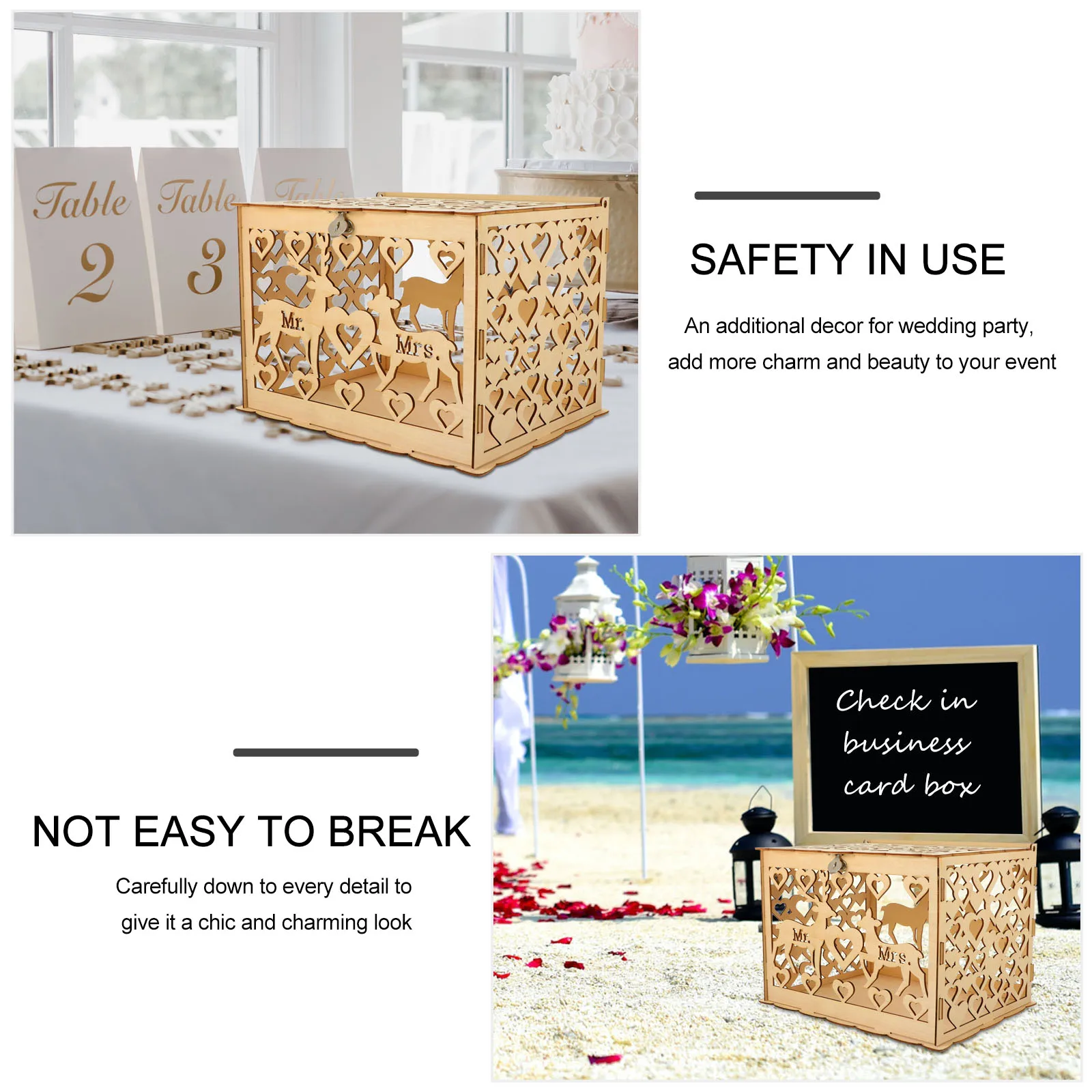 

Wedding Sign-in Box Card Holder for Cards Case Invitations Boxes Piggy Bank Wooden