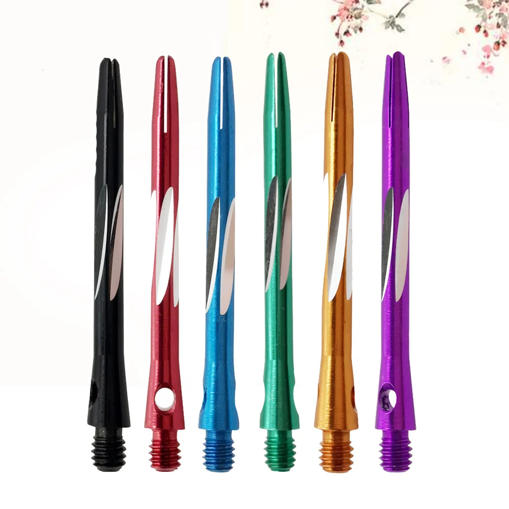 6pcs Delicate Carved Rod Professional Metal Shafts Accessories Metal Stems Alloy Pole Rod (Black Red Blue Green Purple and