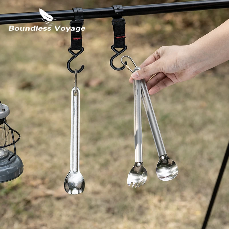 Minicanja de titânio sem limitação, utensílios de mesa polido ultraleve para acampamento com cabo reto ti1031t