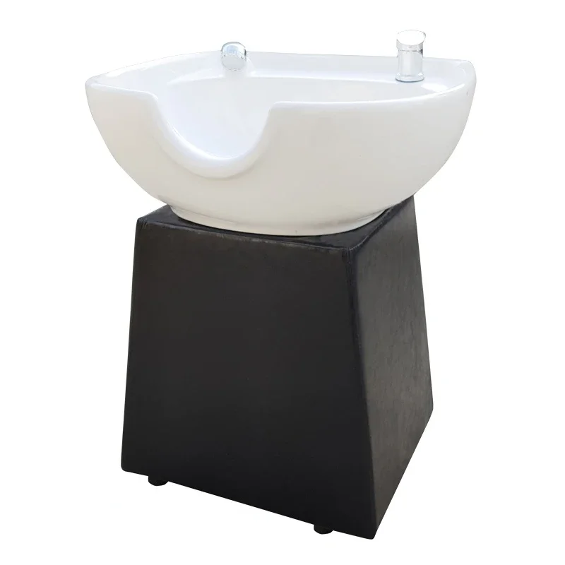 Custom sitting flush basin barbershop ceramic basin barbershop shampoo basin standing hair washbed accessories