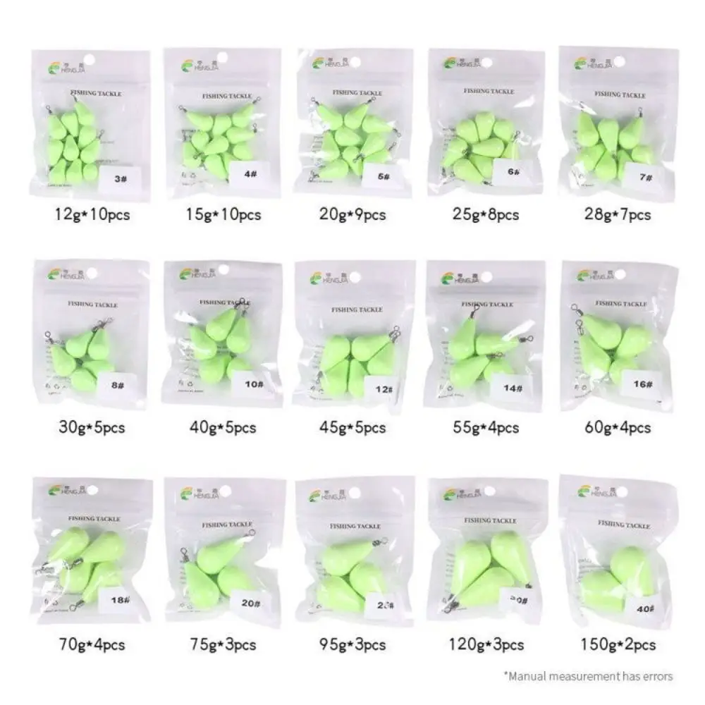 11.4g-60.6g Luminous Fishing Lead Sinkers concave bottom Carp Fishing Fishing Weight Sinker Lead weight