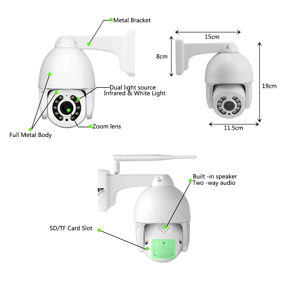 UHD 4K 8MP So-ny415 Security IP Camera POE 5X 10X Auto Zoom 5MP PTZ Dome Two Way Audio AI Human Tracking IR Color Night Vision