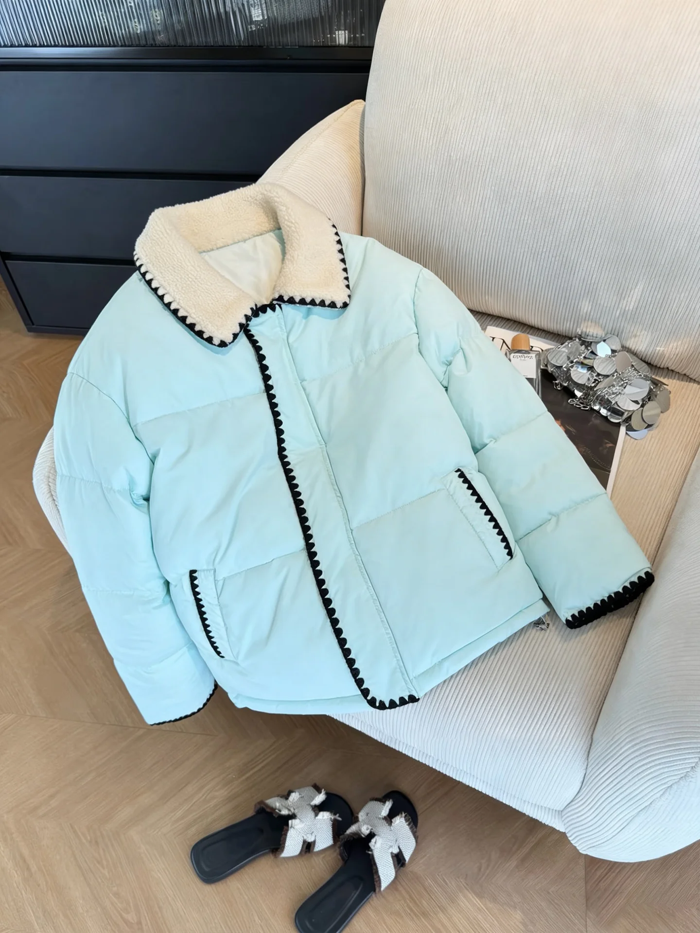 

Женский теплый хлопковый джет свободного покроя с воротником-стойкой, осень-зима, модный сли, ленивый, утягивающий, корейский, на молнии, Cl...