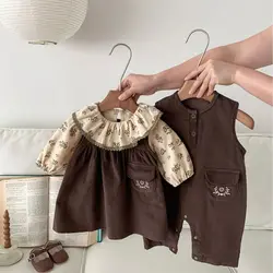 Ropa coreana para bebé niña, traje de escalada, conjunto de dos piezas, Body para recién nacido, artículos de mameluco, envío gratis  ropa bebes 0 a 12 meses bautizo vestido infantil