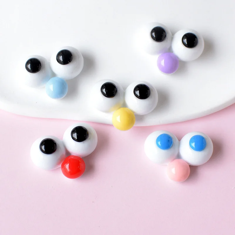 10Pcs Cute Eyes Flatback Resin Plush Toy Decorate Accessories Cabochon Scrapbooking Craft Supplies DIY Hairpin Phone Cases Patch