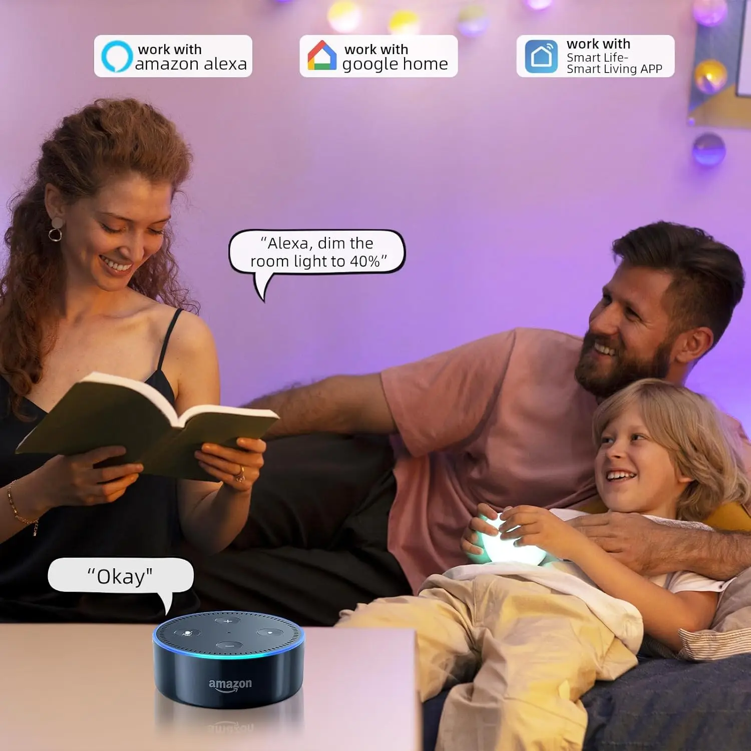 2 Buah Bohlam Lampu Pintar OPPLE 9W Setara 60W Bohlam Lampu LED RGB Dapat Diredupkan Berubah Warna Penuh