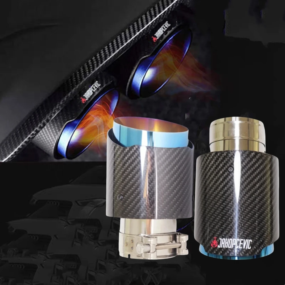 

1 шт., синие аксессуары для автомобилей, наконечник выхлопной системы, наконечники глушителя, глянцевая насадка из углеродного волокна для выхлопной системы для всех автомобилей