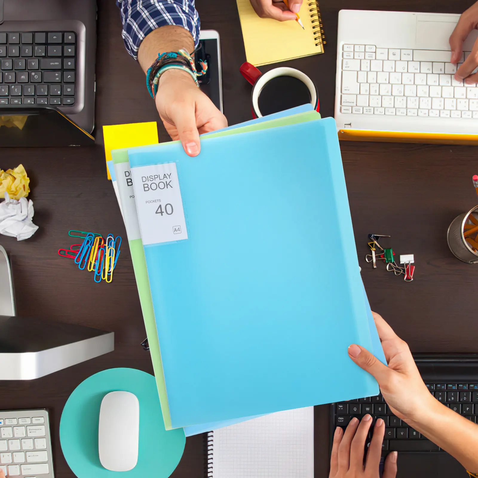 set-di-5-cartelle-portadocumenti-a4-in-plastica-con-40-tasche-trasparenti-per-ufficio-scuola-presentazioni-organizzatore-di-file-con-adesivi