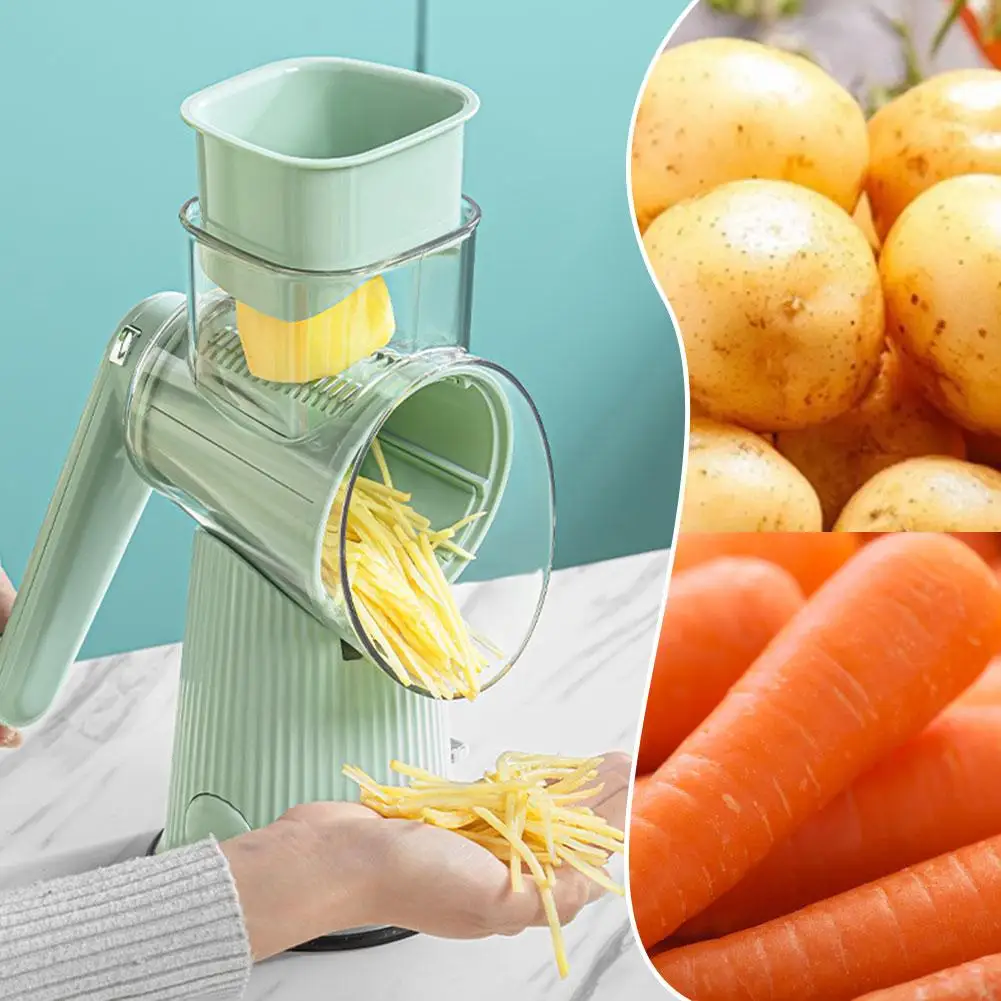 NEW 5 In 1 Rotary Cheese Grater With Handle Manual Slicer Suction Strong Base Vegetable Nuts Graters Grinder With Shredder H1J3