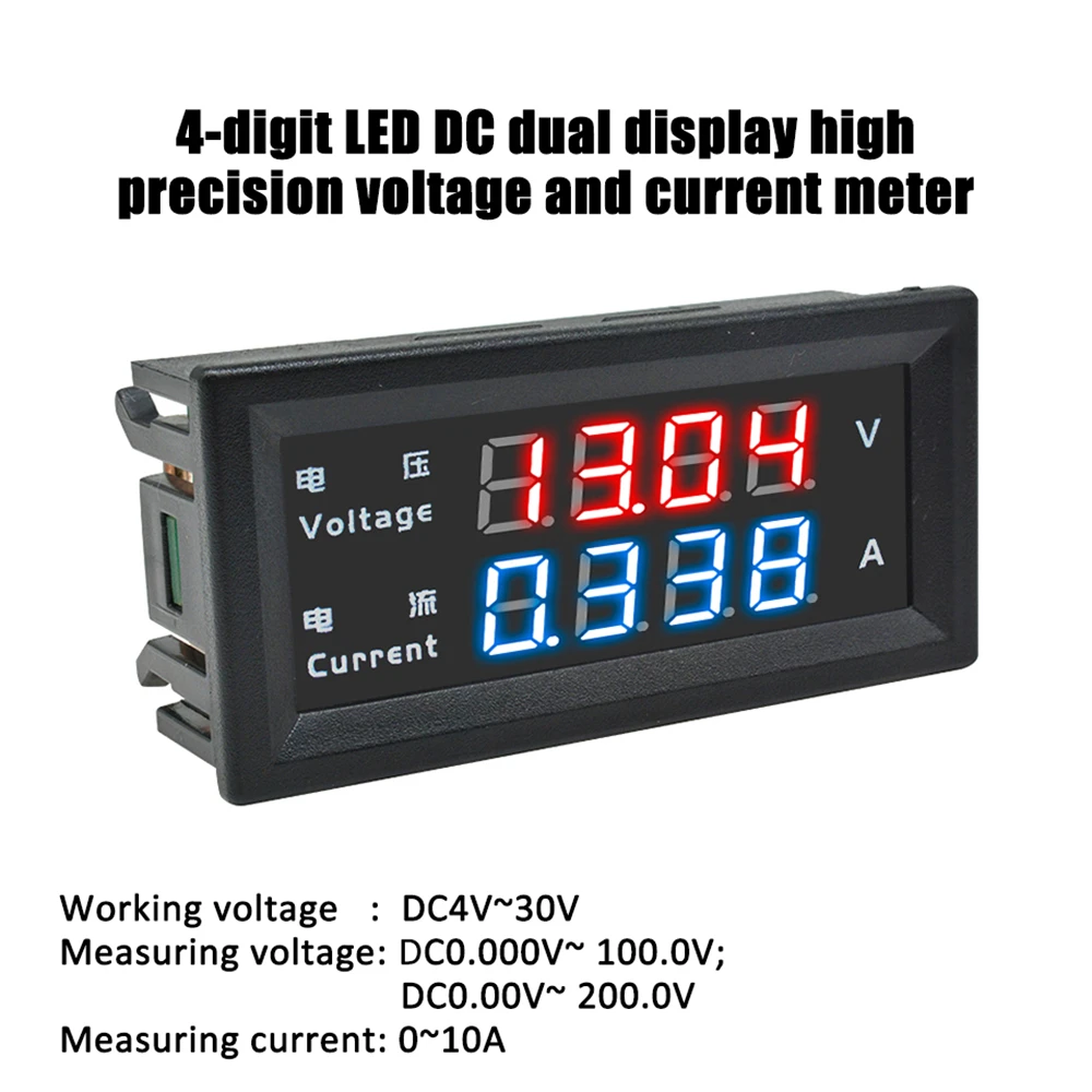 M4430 DC 100V 200V 10A Electronic Digital Voltmeter Ammeter 4Bit 5Wire 0.28\'\' LED Display Voltage Regulator Volt AMP Meter Teste