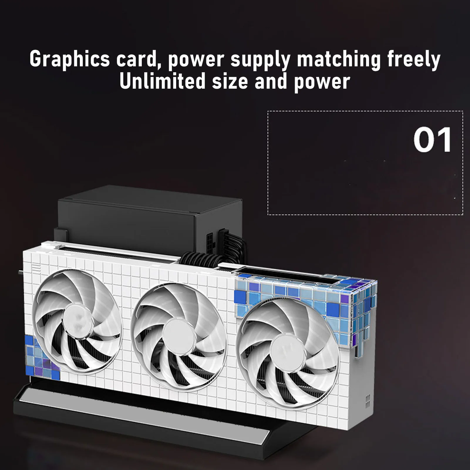 GPU Enclosure ATX SFX Support Black PCIE X16 Aluminum Alloy External GPU Dock Station 64Gbps Fast Data Transfer for Gaming