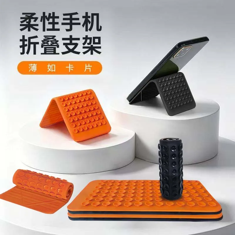 Multifunctional Silicone Suction Cup Phone Holder, Freely Bendable and Foldable Desktop Stand, Universal Non-Slip Adhesive Lazy Tablet Support Stand for Home Bathroom and Kitchen view 6