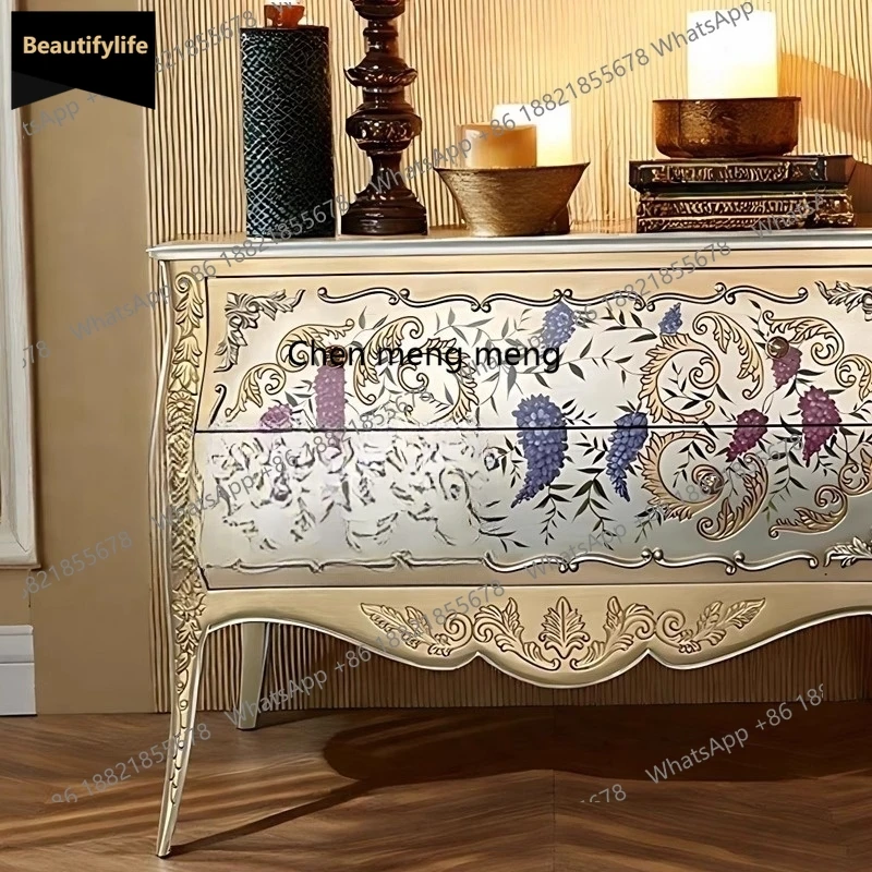 

A139 French entry chest, neoclassical entrance cabinet, painted bedroom storage decoration, storage side cabinet