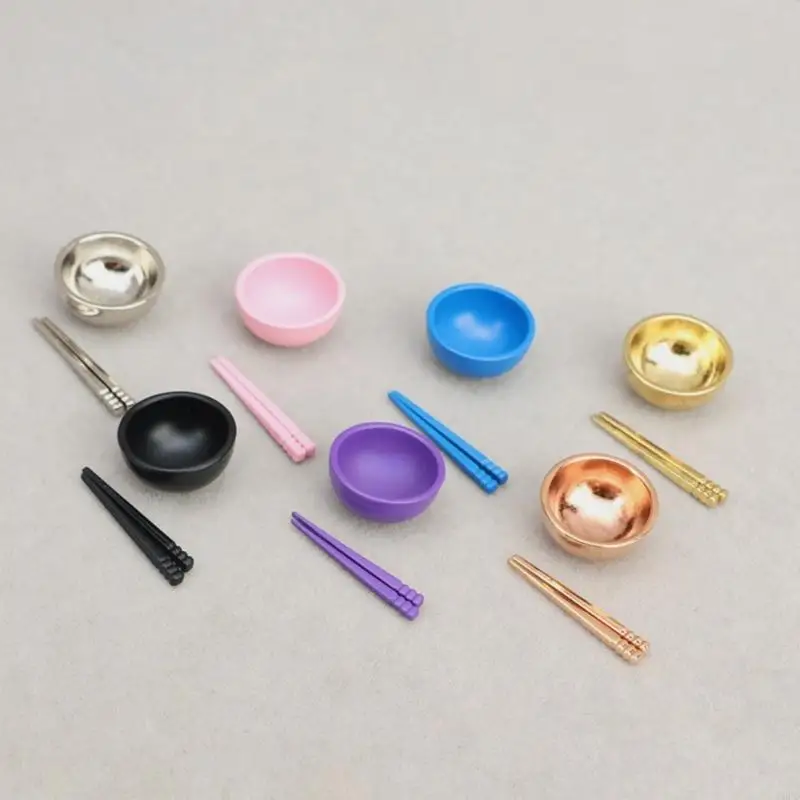 Miniatuur servies voor poppenhuis scène display 1/12 schaal metalen eetstokjes