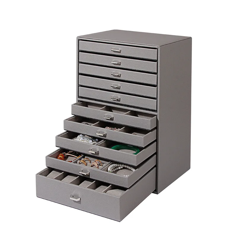 10layers Jewelry Box Drawer Ring Necklace Bracelet Jewelry Boxes Organizer Earrings Tray Display Accessories Separator Storage