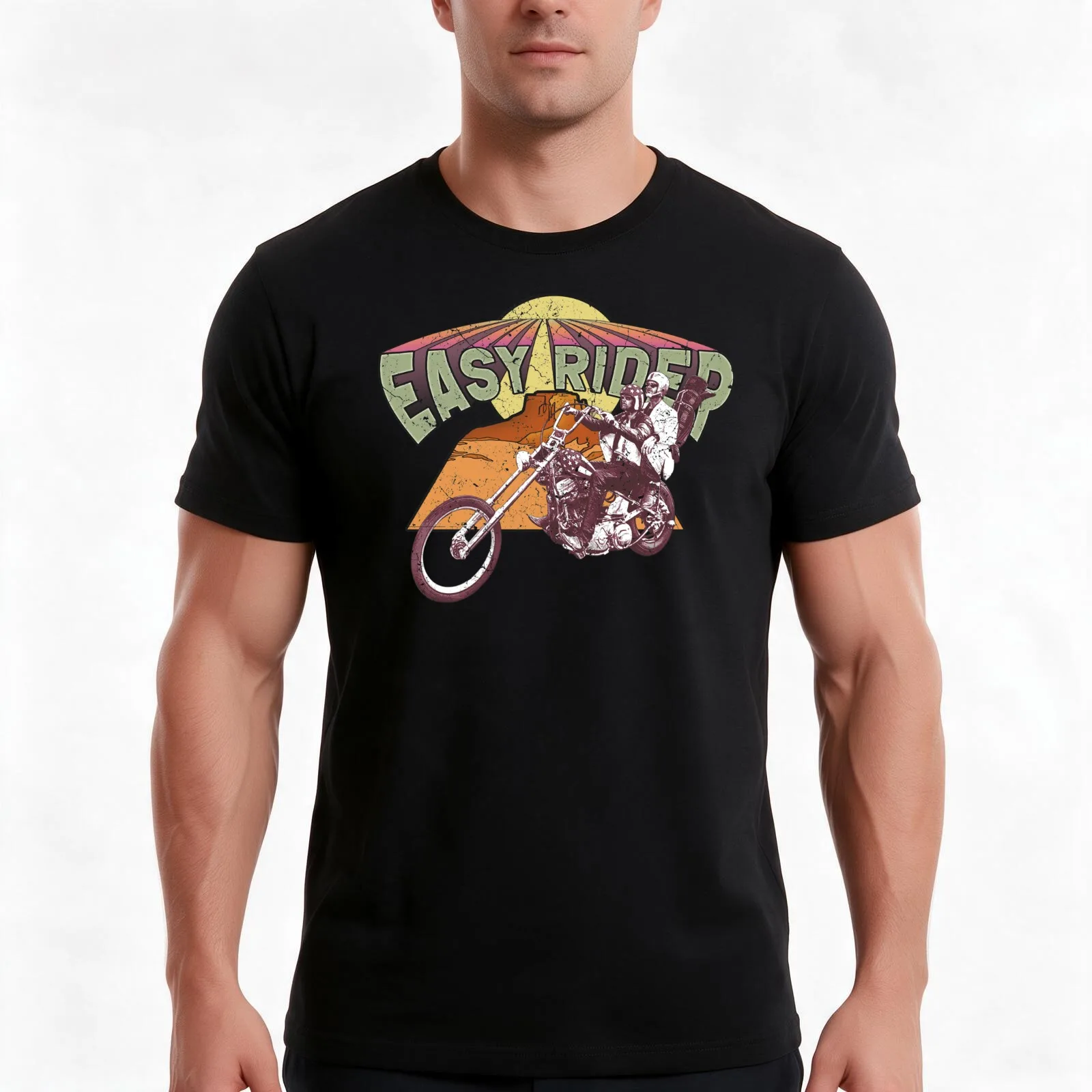 Easy Rider (worn) T-Shirt Summer Casual Cotton Tee Oversized Streetwear Tops Vintage Graphic Print Loose Fit Short Sleeve