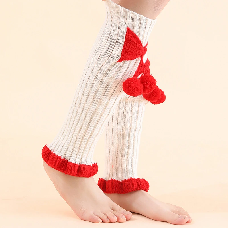 1 paar Nette Mode Bowknot Plüsch Ball Beinlinge Socken Für Frauen Mädchen Lolita Kawaii Bein Socken Süße Warme Bein Abdeckung geschenke