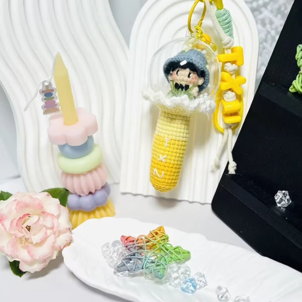 قبعة صياد السمك Tian Xuning، حلوى صغيرة الحجم، عصي دعم متوهجة، المعلقات الكروشيهية، مواد الدعم، الهدايا