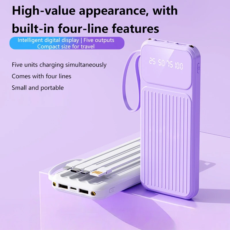 باور بانك شحن سريع 4IN1 100000mAh بسعة كبيرة وشاشة رقمية للهاتف المحمول لهاتف Xiaomi Huawei iPhone 17Promax 2026