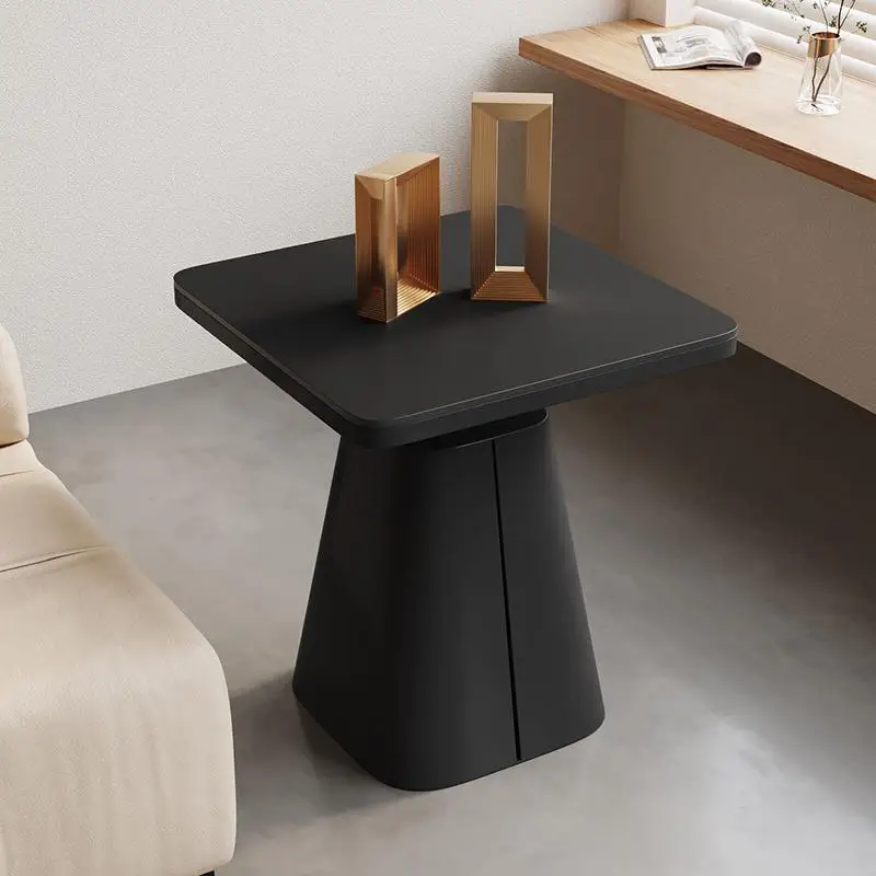 

light luxury square rock slab coffee table sofa beside table for living room Bedroom furniture end table