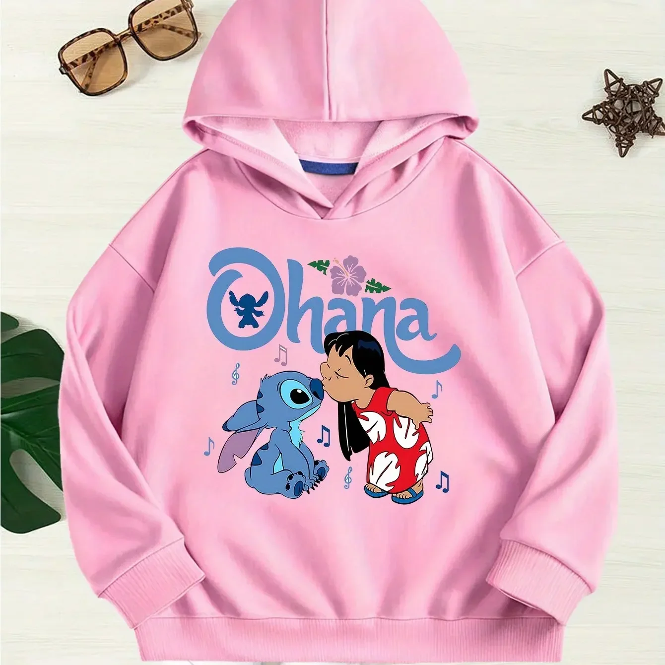 ديزني ليلو وستيتش "أوهانا" لحظات الانتفاخ القلب هوديي البلوز عادية مثالية لخريف وشتاء هوديي رياضي أنيق #1