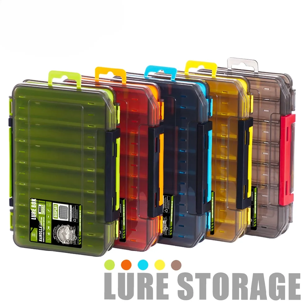

Fishing Tackle Box 14 Compartments Fishing Accessories Lure Hook Storage Case Double Sided Fishing Tool Organizer Boxes
