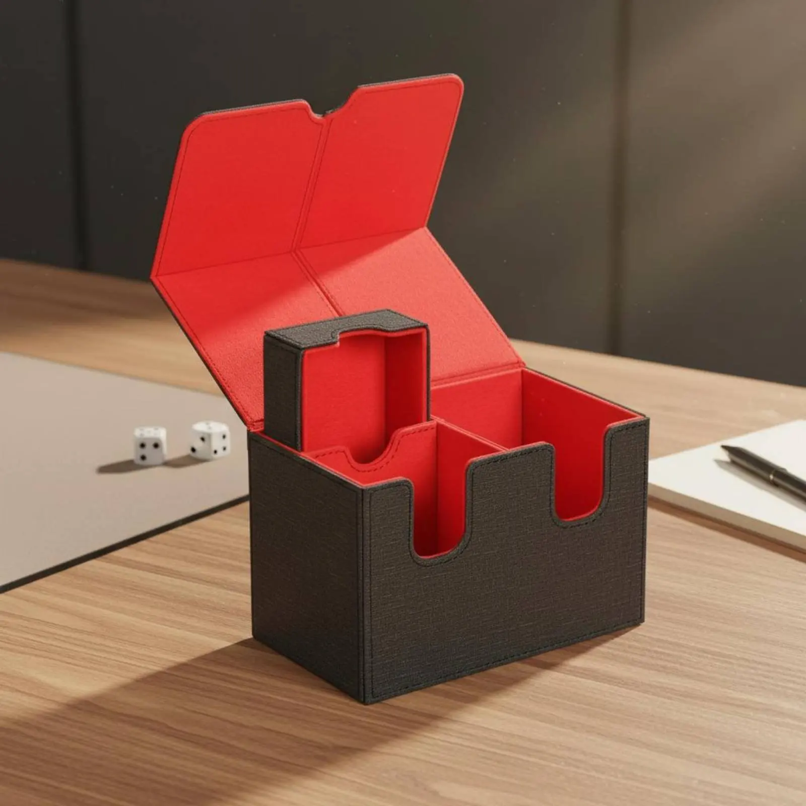 Leader Deck Box Soft Microfiber Interior Large Capacity Card Case Secure Card Organizer with Dividers Non-Slip Exterior