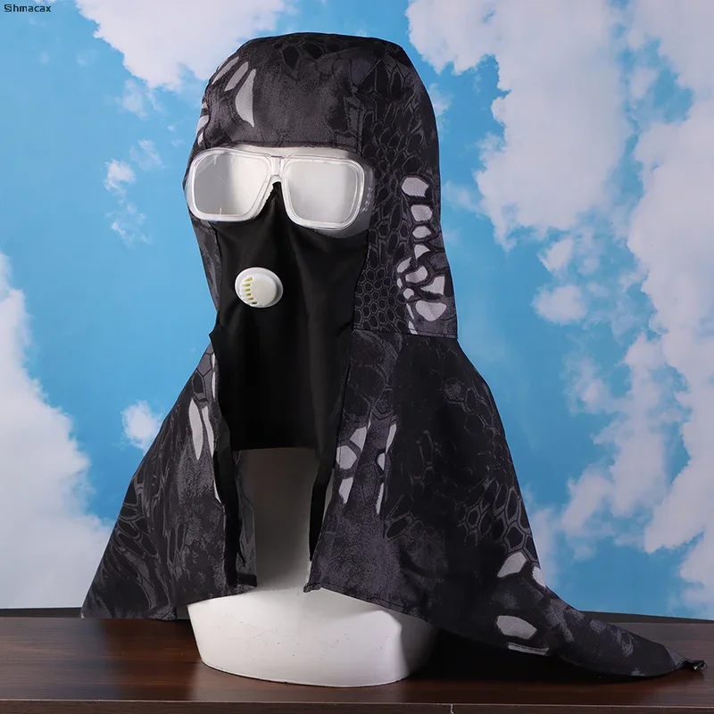 Capacete de segurança de soldagem extenso com tampa contra poeira; Capacete protetor externo resistente ao vento com capa para pescoço