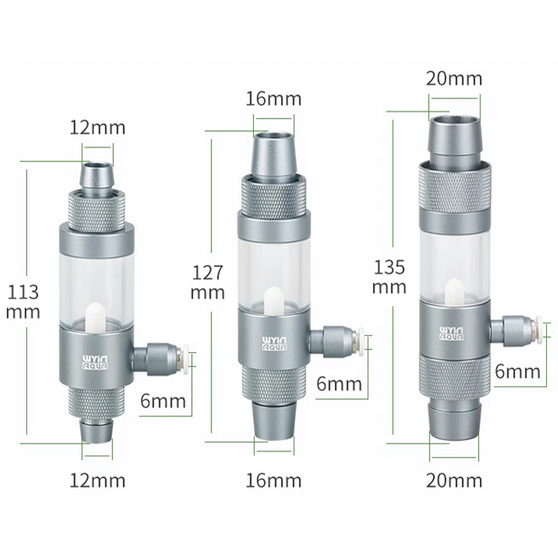 حوض السمك CO2 الناشر ملاحظة الإدراج السريع مكافحة ارتداد CO2 البخاخات الخارجية خزان الأسماك الخارجية CO2 البخاخات الناشر