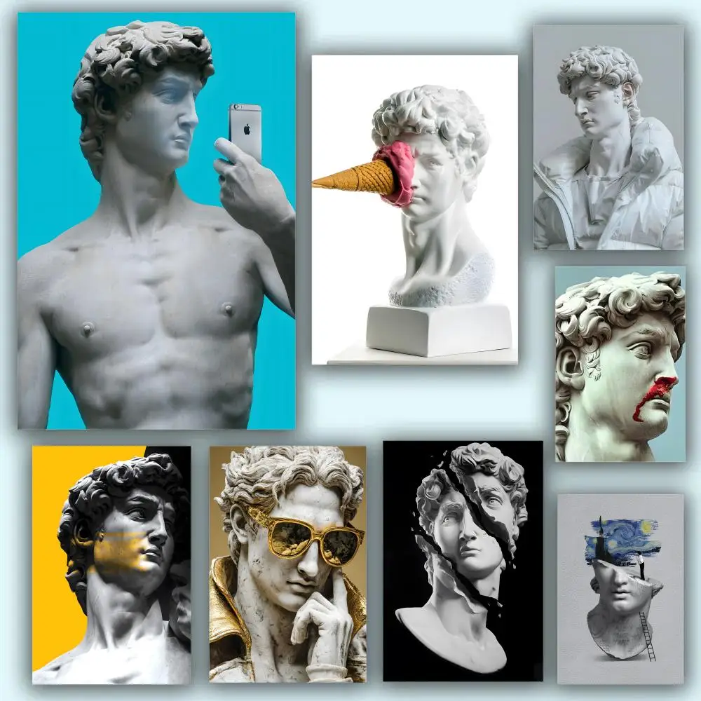 David-Skulptur-Poster, ästhetische HD-PVC-Wandkunst – wasserfest, verschleißfest, für Zuhause, Hotel, Bar
