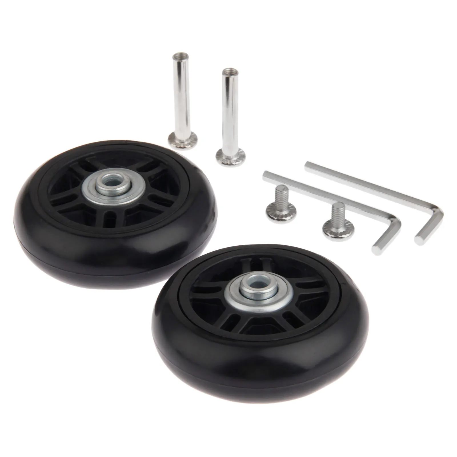2 Sets 70x22mm Travel Luggage Wheels Casters Suitcase Replacement Wheels Axles Wrench Rubber Swivel Caster Wheel Bearing Repair