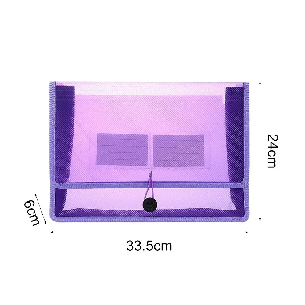1pcs Transparent Lightweight File Bag Portable Waterproof Folder Document Holder Large Capacity Button Storage School Test Paper