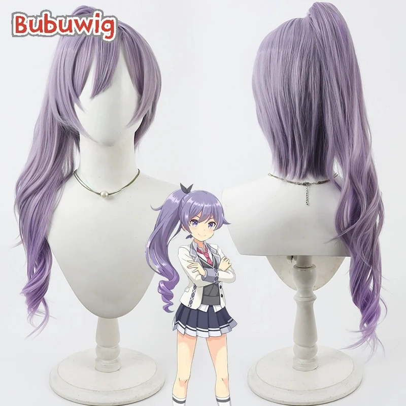 Bubuwig الشعر الاصطناعية تاكاس ريو تأثيري الباروكات O.N.G.E.K.I. شعر مستعار طويل مموج باللون الأرجواني الفاتح بطول 60 سم من Takase Rio مقاوم للحرارة