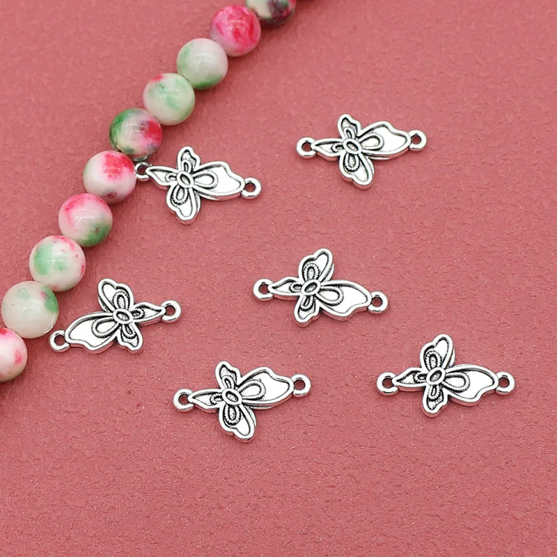 

10pcs/Lot Pretty Double Loops Butterfly Connector Charms 21x13mm Manual Bracelets Necklace Metal Pendants DIY Jewelry Findings