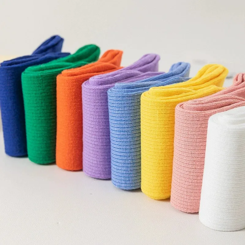 3/6/12 Pairs Frauen Gestrickte Baumwolle Mitte Rohr Socken Mode Candy Einfarbig Komfortable Schweiß Absorbieren Atmungsaktive Casual Socken – Detail 5