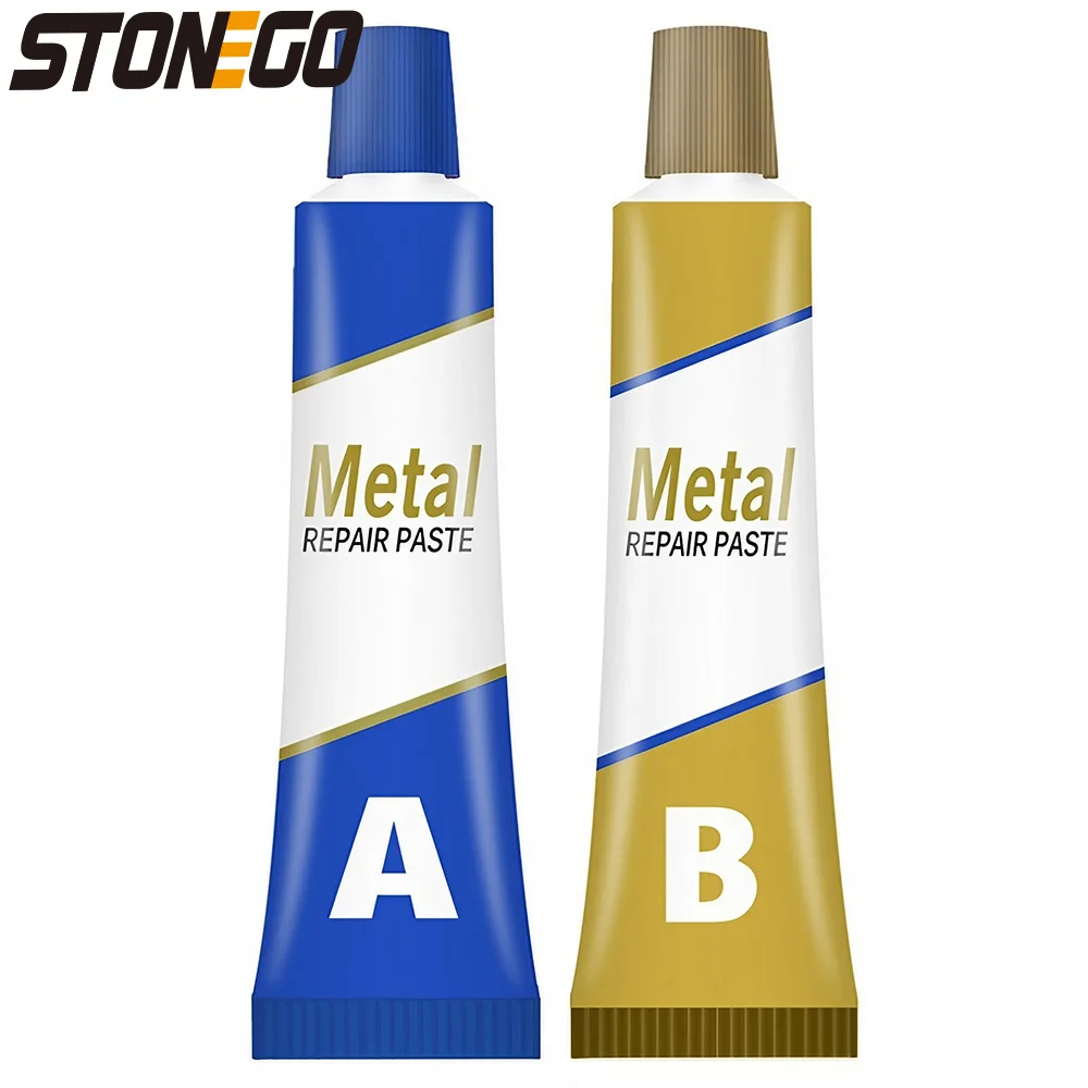 STONEGO Industrial Metal Repair Glue Heat and Cold Resistant A/B Casting Paste - 20/50/100g for Water Pipes and Machine Repairs