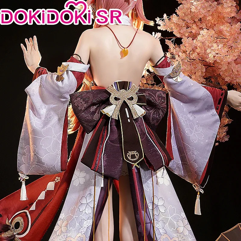 LQIN STOCK Yae Miko تأثيري لعبة Genshin تأثير تأثيري DokiDoki-SR النساء زي Yae Miko شعر مستعار تأثيري أحذية إكسسوارات معدنية