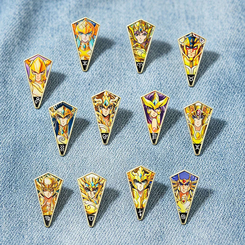 6-12Pcs Anime Saint Seiya Enamel Pins For Backpack Cartoon Gold Saint Brooch Badge For Clothes Schoolbags Friend Collect Gift view 5