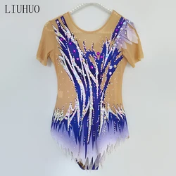 LIUHUO Women Girls Purple Competition Dance Costumes Teens Rhythmic Gymnastic Leotards Dancewear Wholesale BD1099
