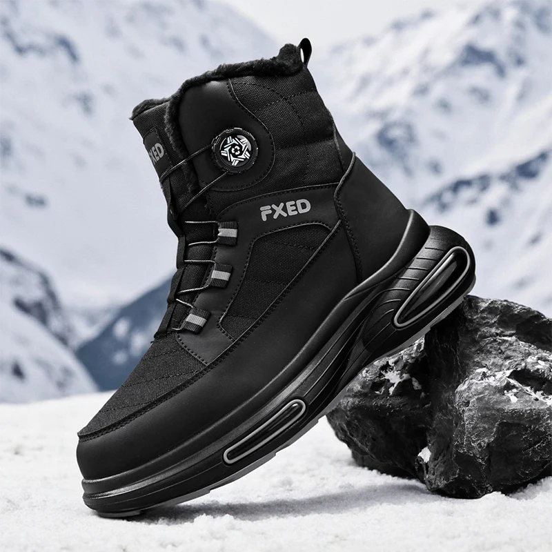 

Warm Fur Men's Snow Boots Autumn and Winter Bakers Thickened Fashion Casual Shoes Fur-Lined Thickened Mid-Calf Cotton Shoes