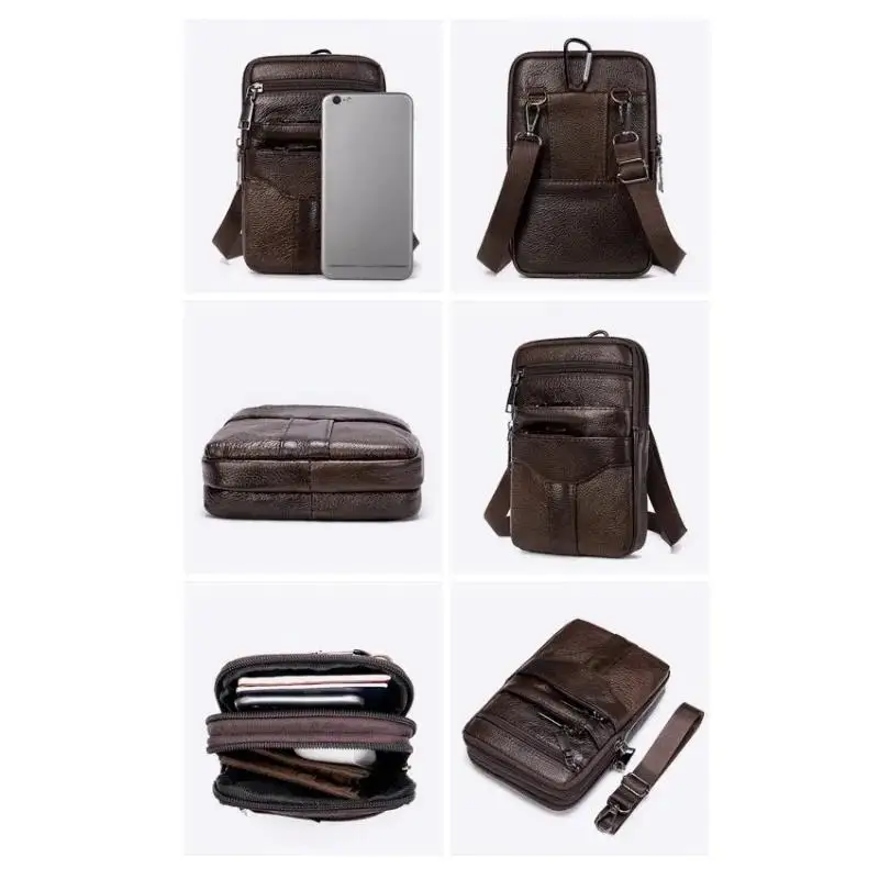 New Retro PU Leather Men Waist Bag Fashion Outdoor Leisure Multifunctional Male Belt Bags Wear Mobile Phone For Man