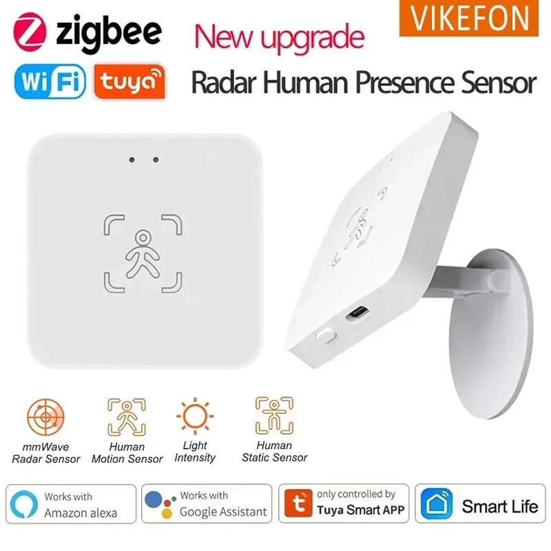 ZigBee Wifi MmWave Human Presence Motion Sensor With Luminance/Distance Detection 5.8G 24G Radar Detector Support Home Assistant