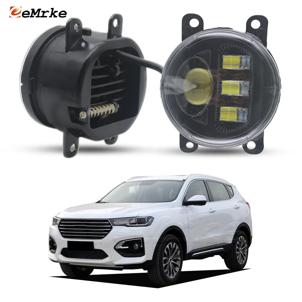 Upgrade Led Fog Lights Assembly Car PTF for GWM Haval H6 UAE 2019 2020 2021 with Clear Lens DRL Daytime Running Lamp 25Wx2 L & R