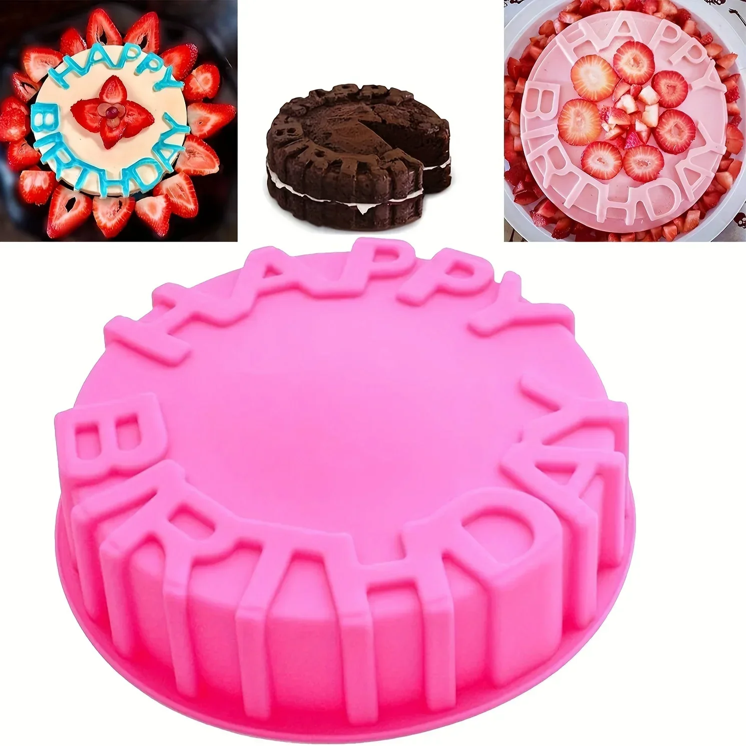 1Pc Round Birthday Letter Cake Silicone Mold 3D Mousse Handmade Cake Jelly Egg Tart Bread Mold Baking Tool